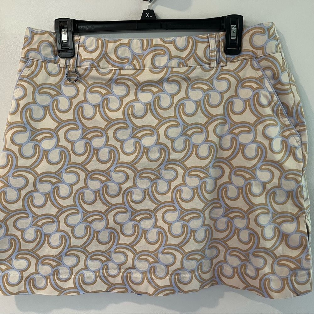 Sport Haley Cream and Tan Patterned Mini Skirt
